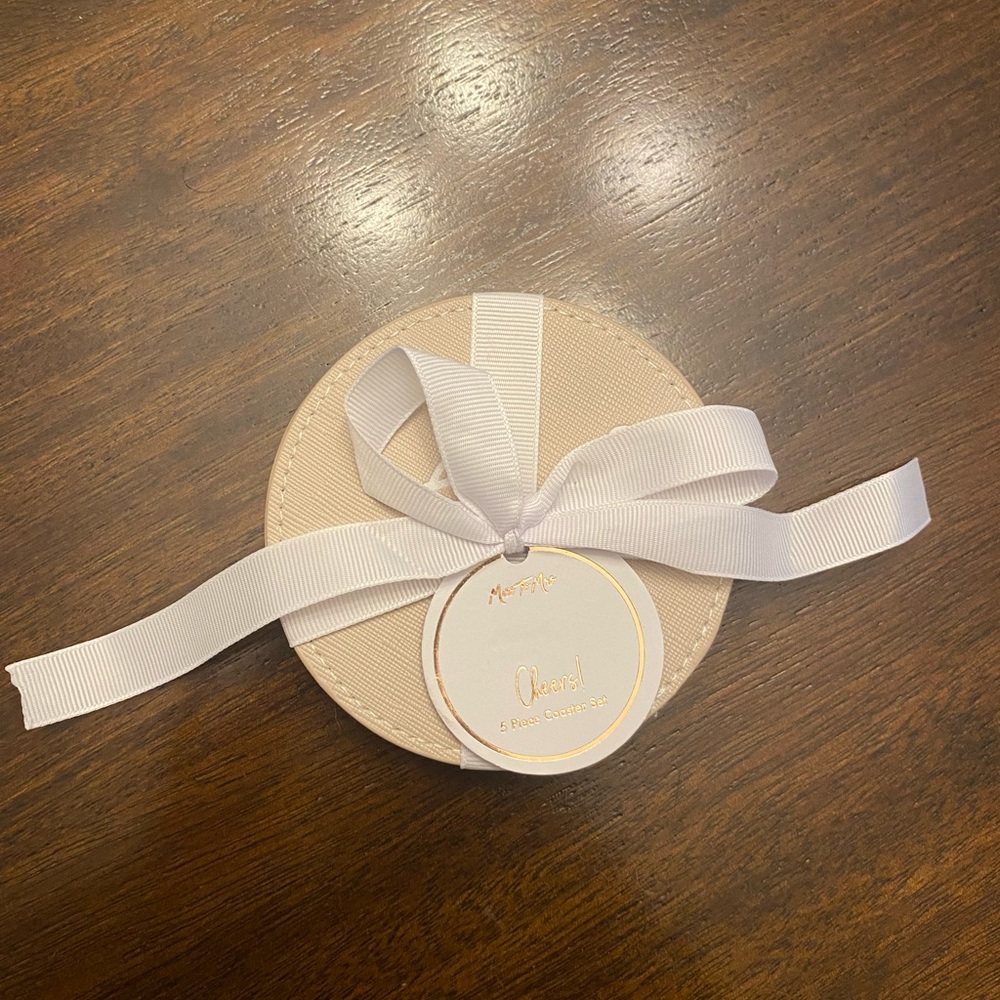 5 Piece Faux Leather Coaster Set
